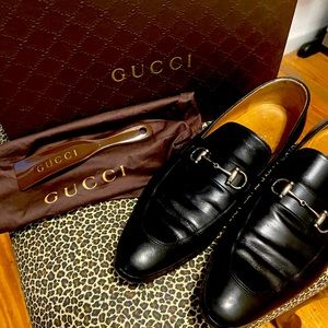 Gucci Men’s Black Leather Loafer with Horsebit, Size: 9 1/2